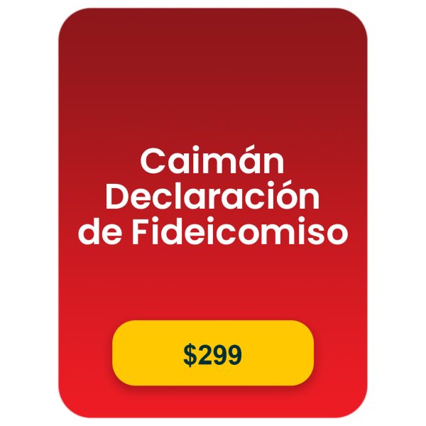 Caimán - Declaración de fideicomiso (tarifa única: seleccione solo una vez si elige accionista nómino) (opcional)